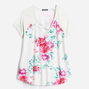 Pink clover size small floral blouse